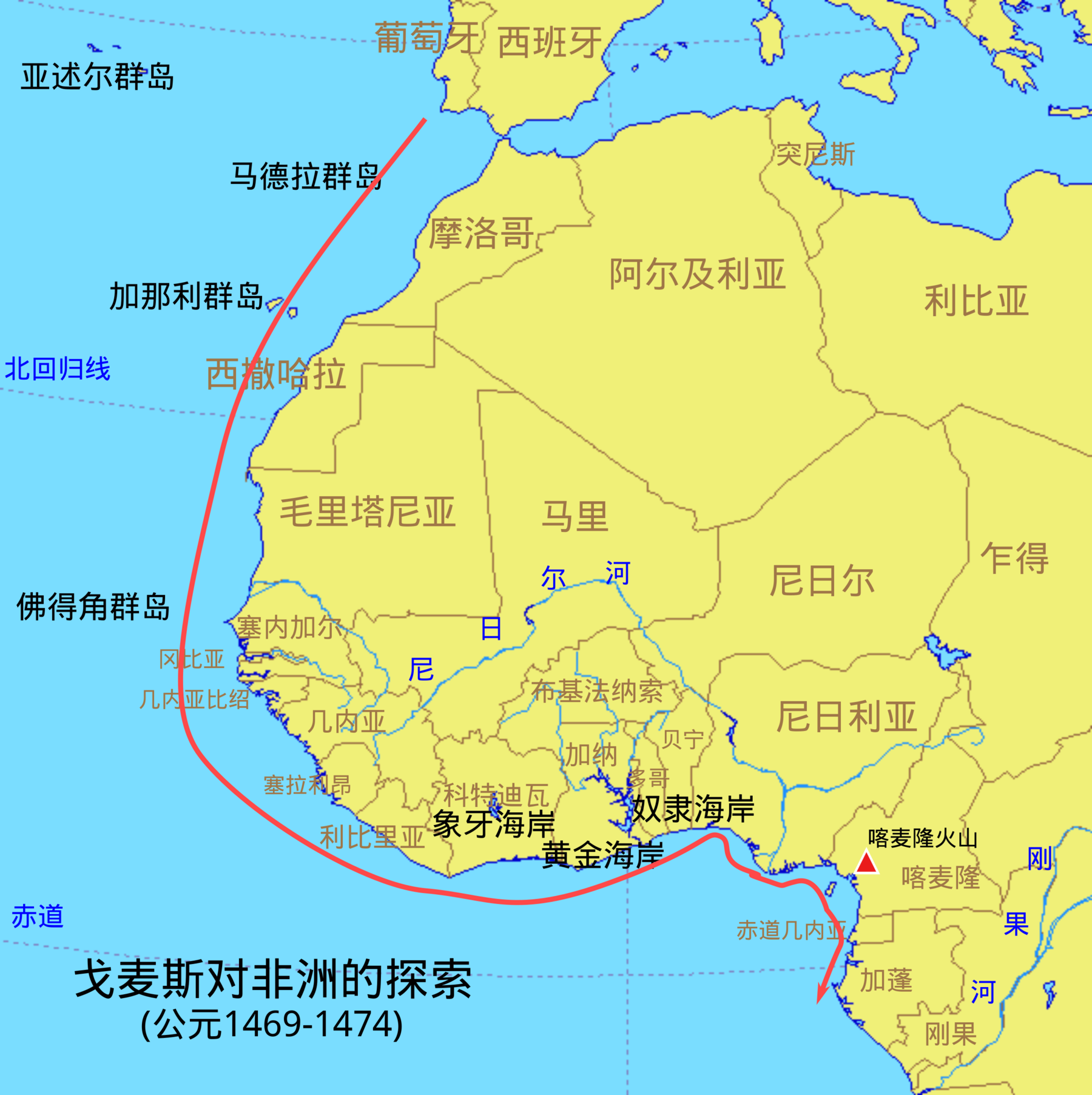 地图 19 戈麦斯对非洲的探索