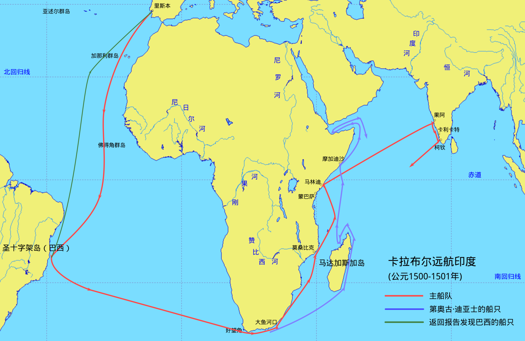 地图 27 卡布拉尔远航印度